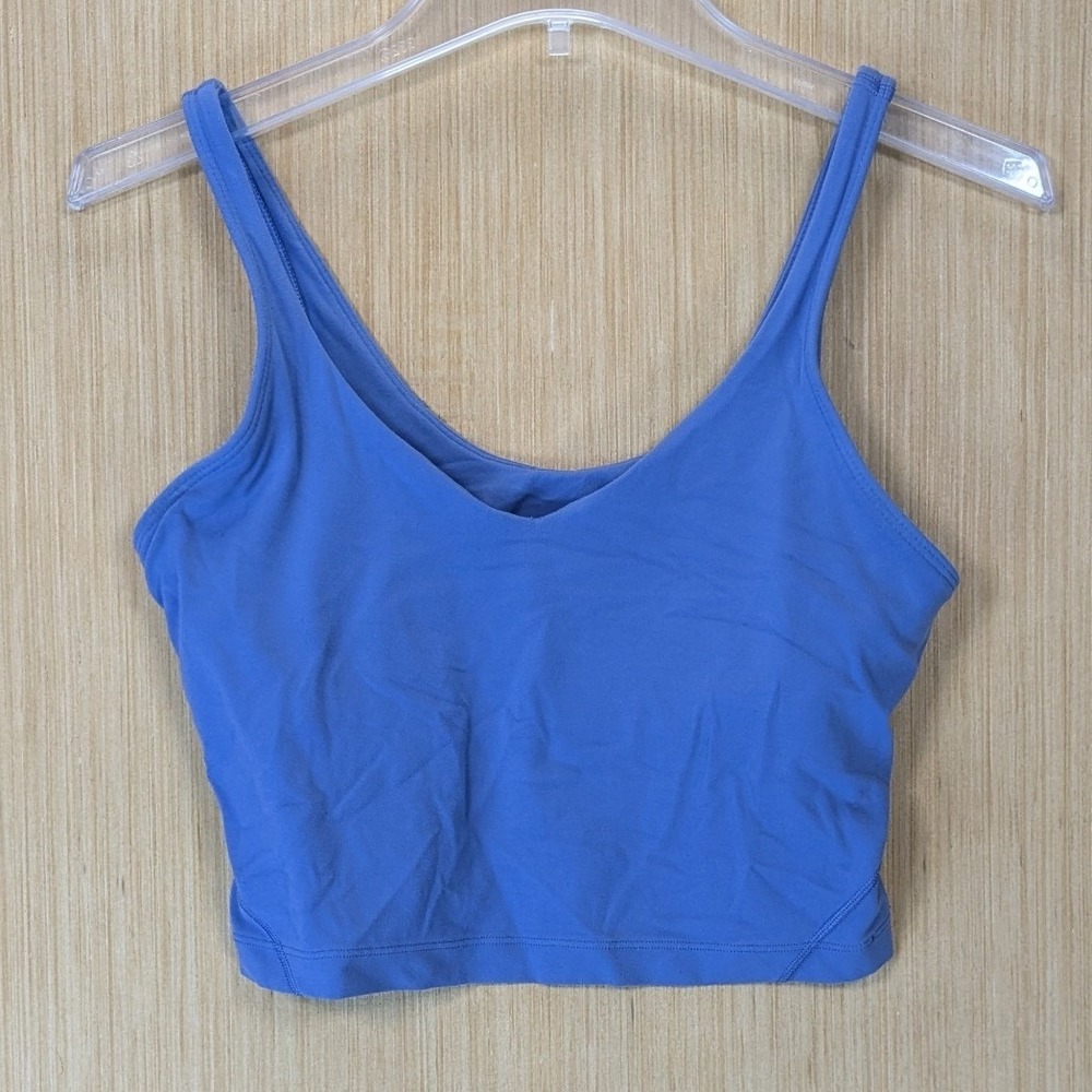 Lululemon Align Tank Top Blue Nulu Yoga Crop Bra W1CW8S Size 8 Training Active